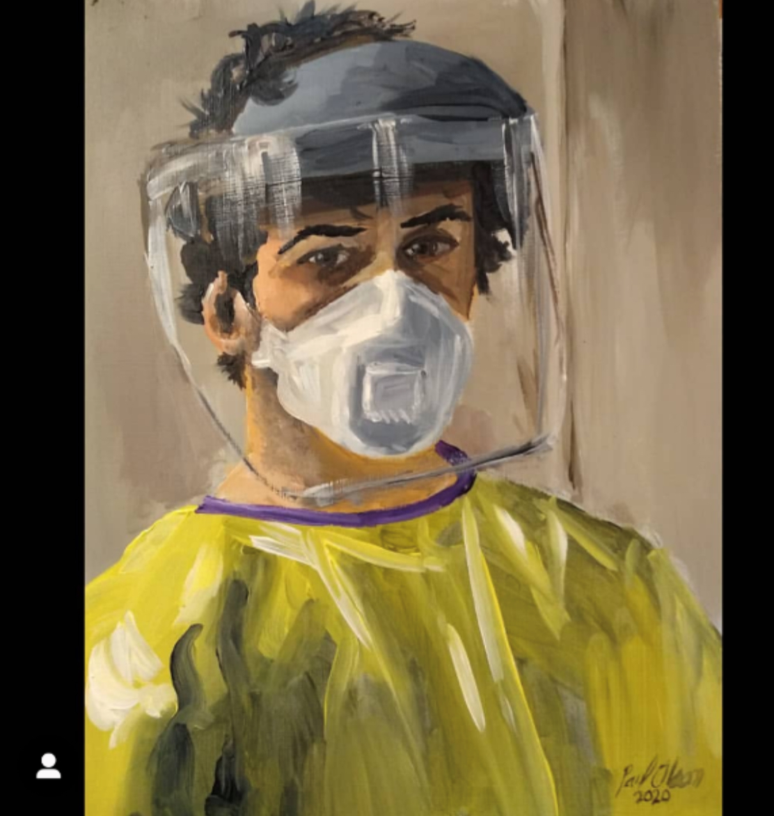 Painting of Man Wearing Mask